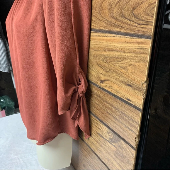 Haute Monde dark orange-brown on/off shoulder top size medium - Picture 2 of 10